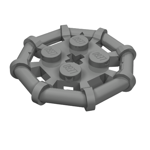 Plate Special 2 x 2 with Bar Frame Octagonal, Reinforced, Completely Round Studs