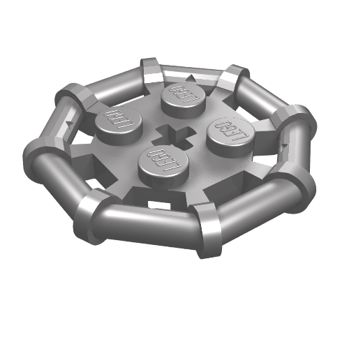 Plate Special 2 x 2 with Bar Frame Octagonal, Reinforced, Completely Round Studs